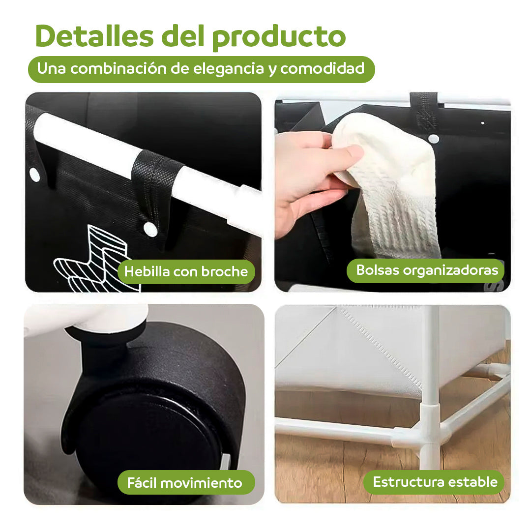 Cesta de lavandería dividida con ruedas