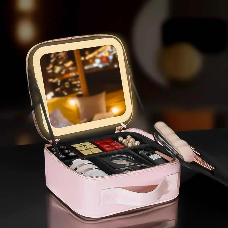 Estuche de maquillaje con espejo LED