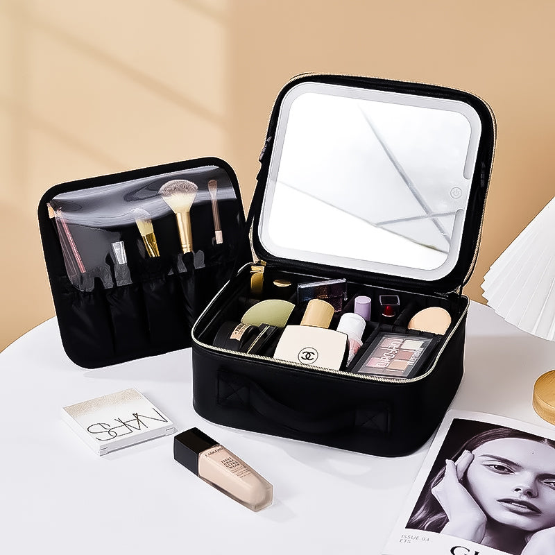 Estuche de maquillaje con espejo LED