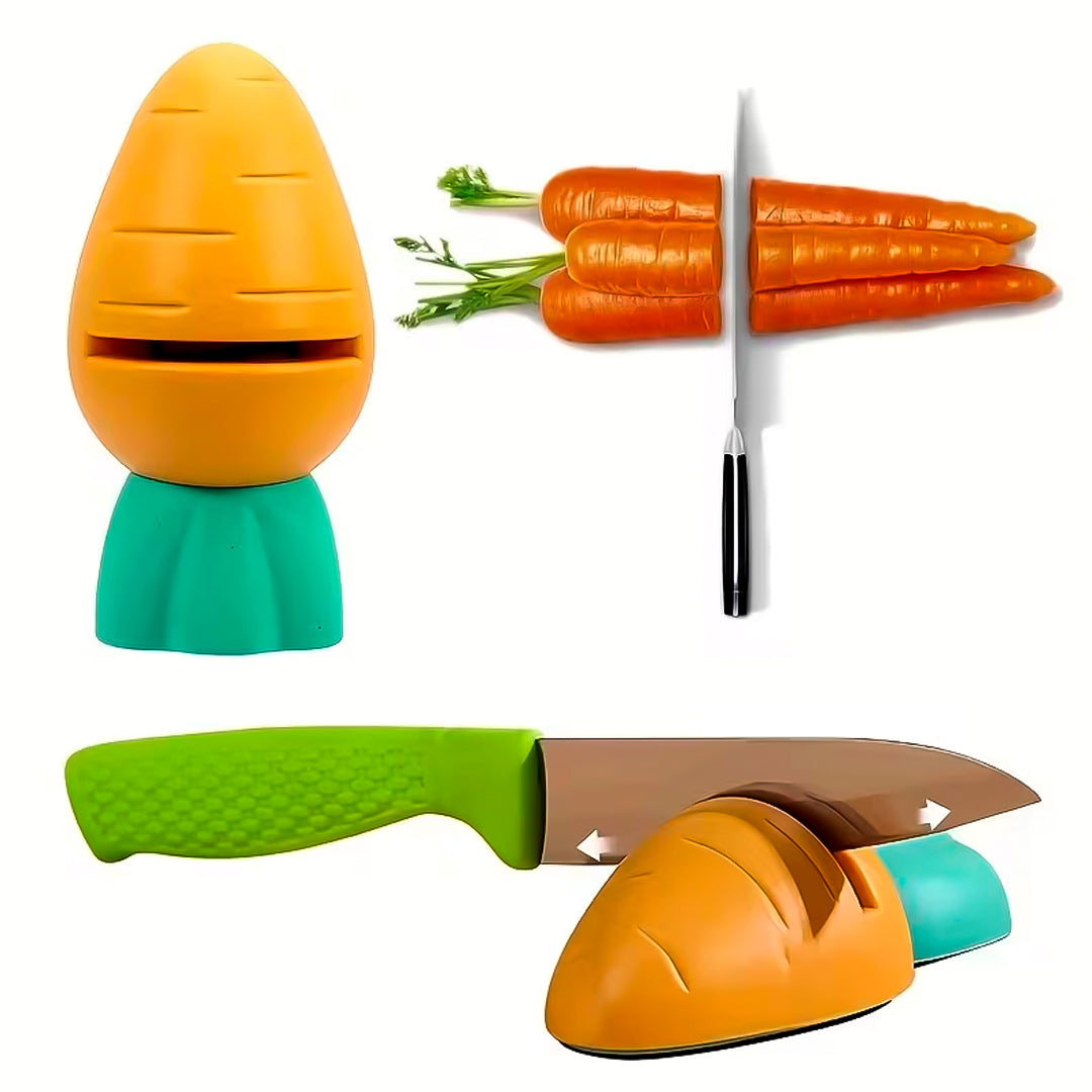Afilador de cuchillos con diseño de zanahoria