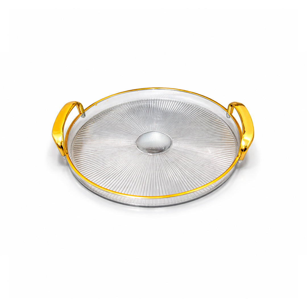 Bandeja Circular con Asas Doradas