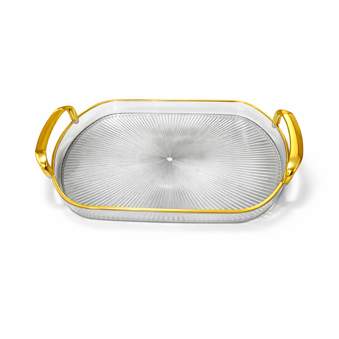 Bandeja Decorativa con Asas Doradas