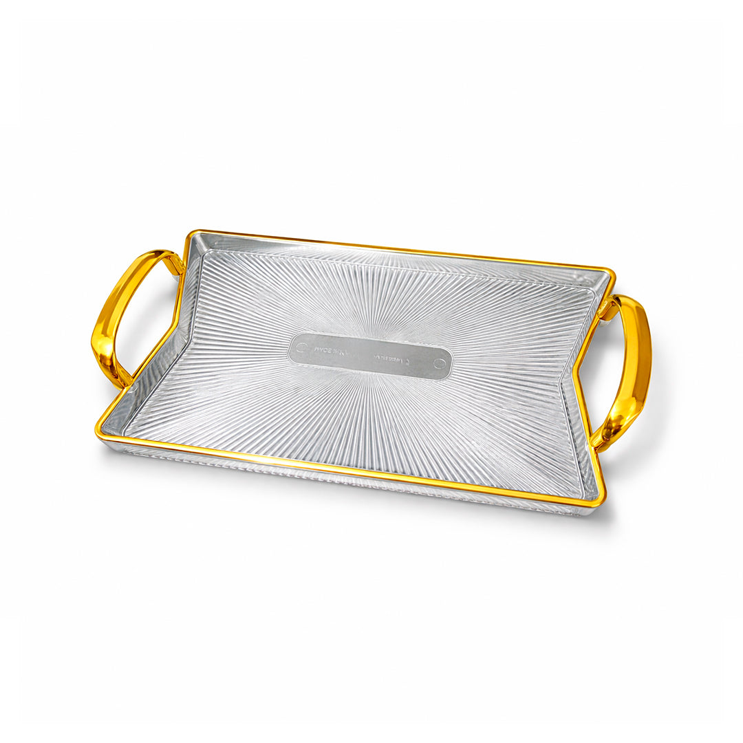 Bandeja Rectangular Decorativa con Asas Doradas