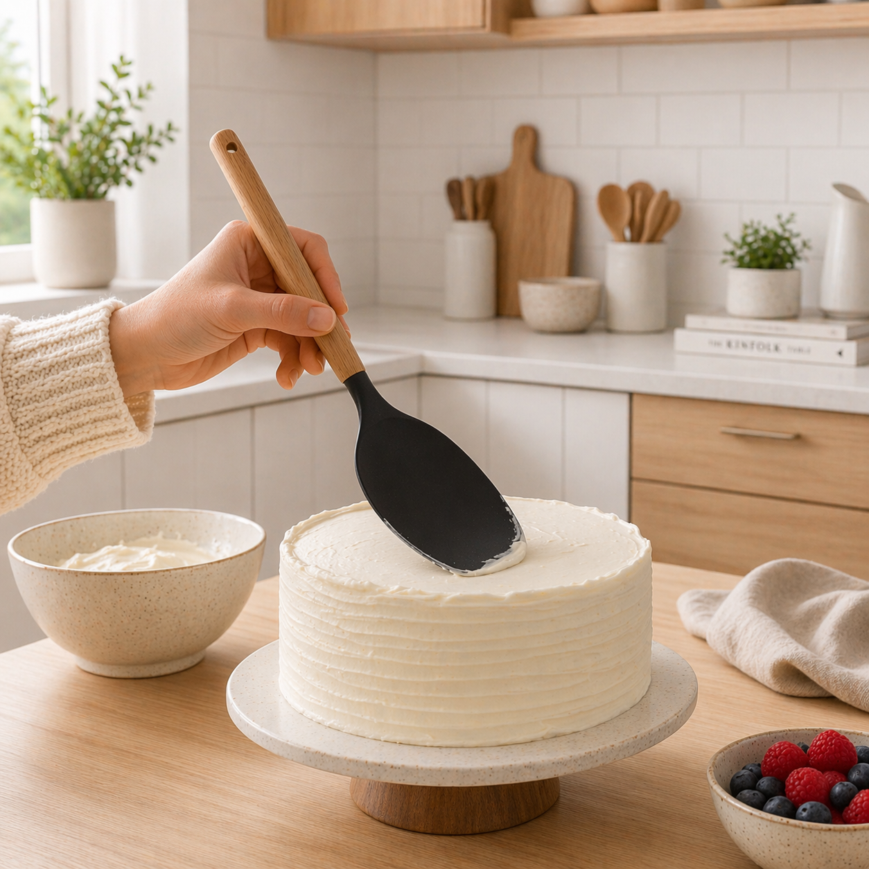 Paleta de Silicona Premium con Mango de Madera