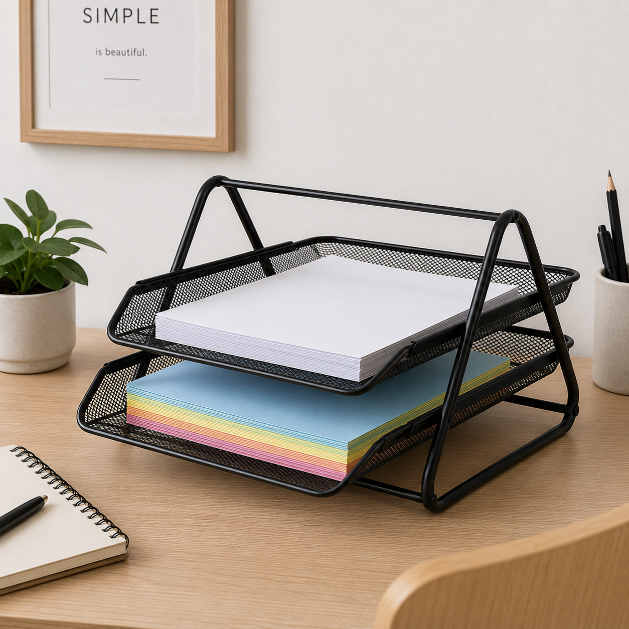 Organizador de escritorio metálico 2 niveles