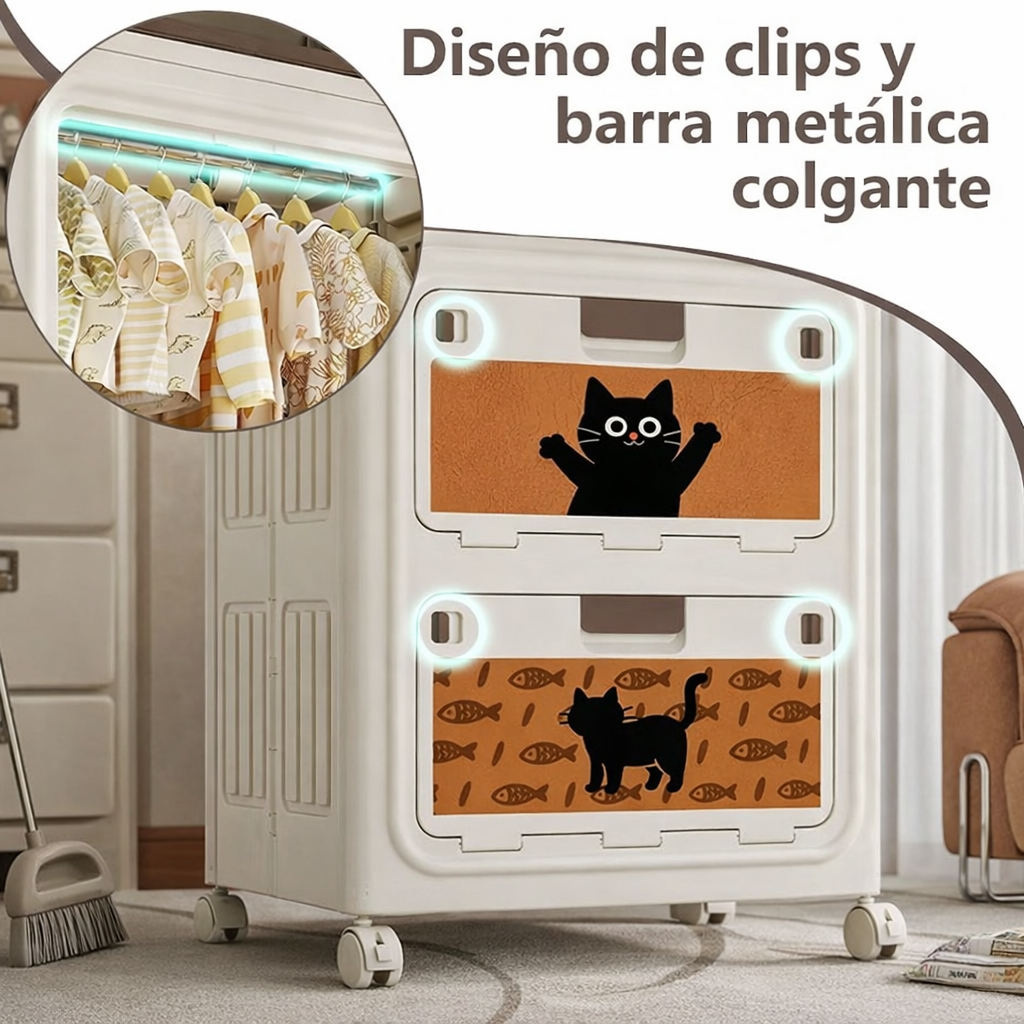 Gabinete de almacenamiento plegable con ruedas
