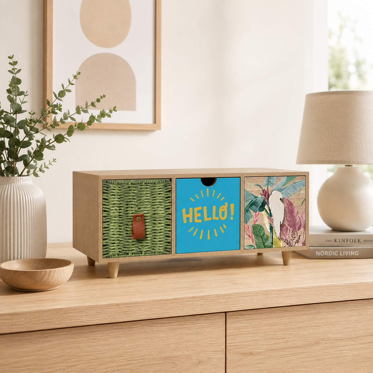 Mini Organizador Decorativo de Madera con 3 Cajones