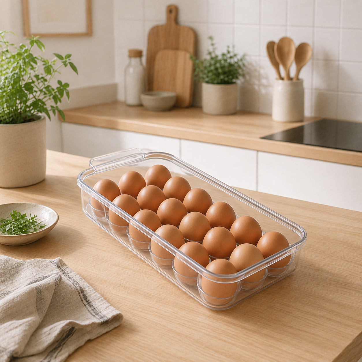 Bandeja acrílica para huevos