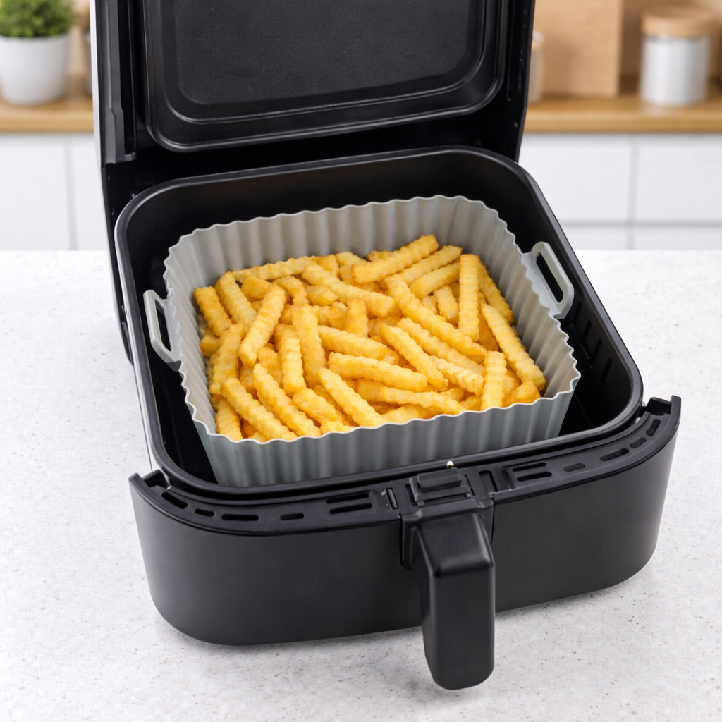 Molde de Silicona Cuadrado para Air Fryer con Asas