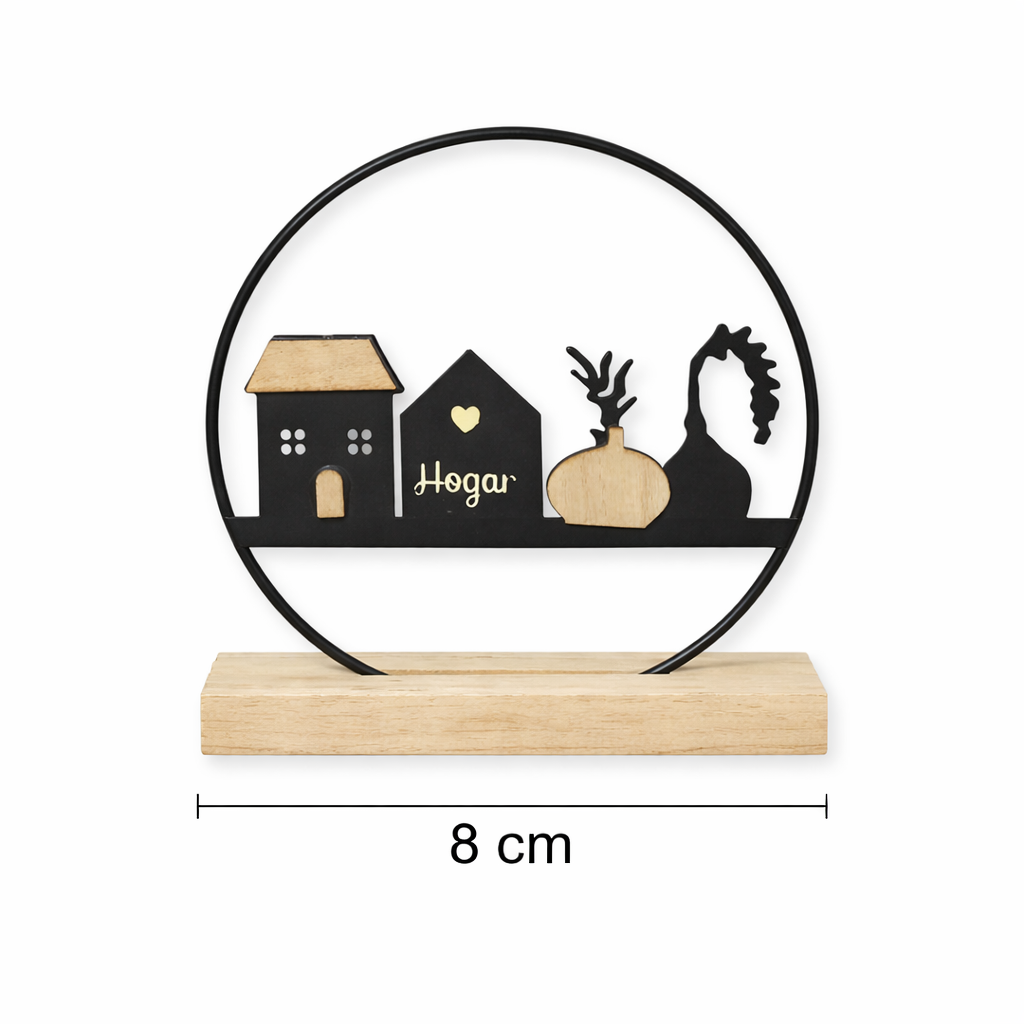 Adorno Decorativo “Hogar” con Base de Madera