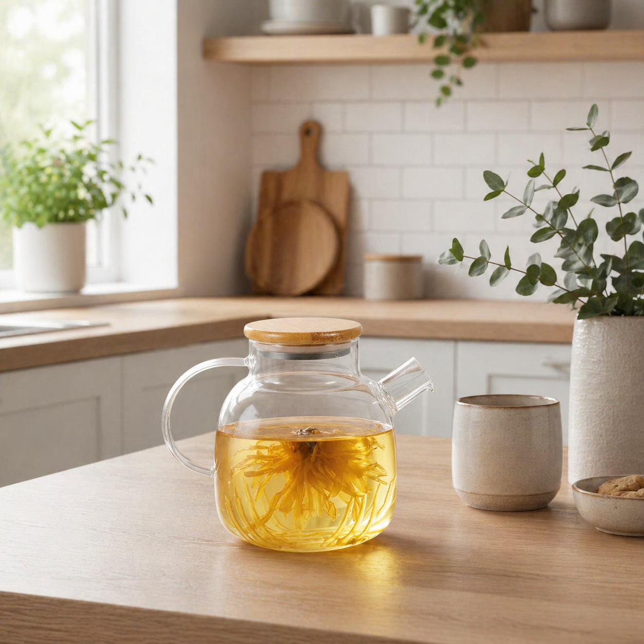 Tetera con infusor de borosilicato