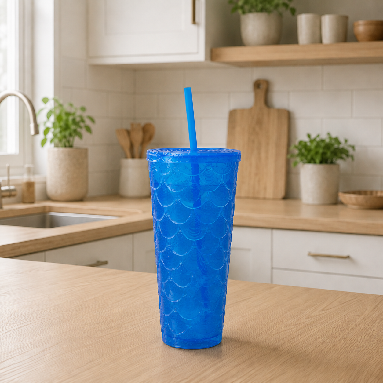 Vaso Tumbler con Tapa y Sorbete