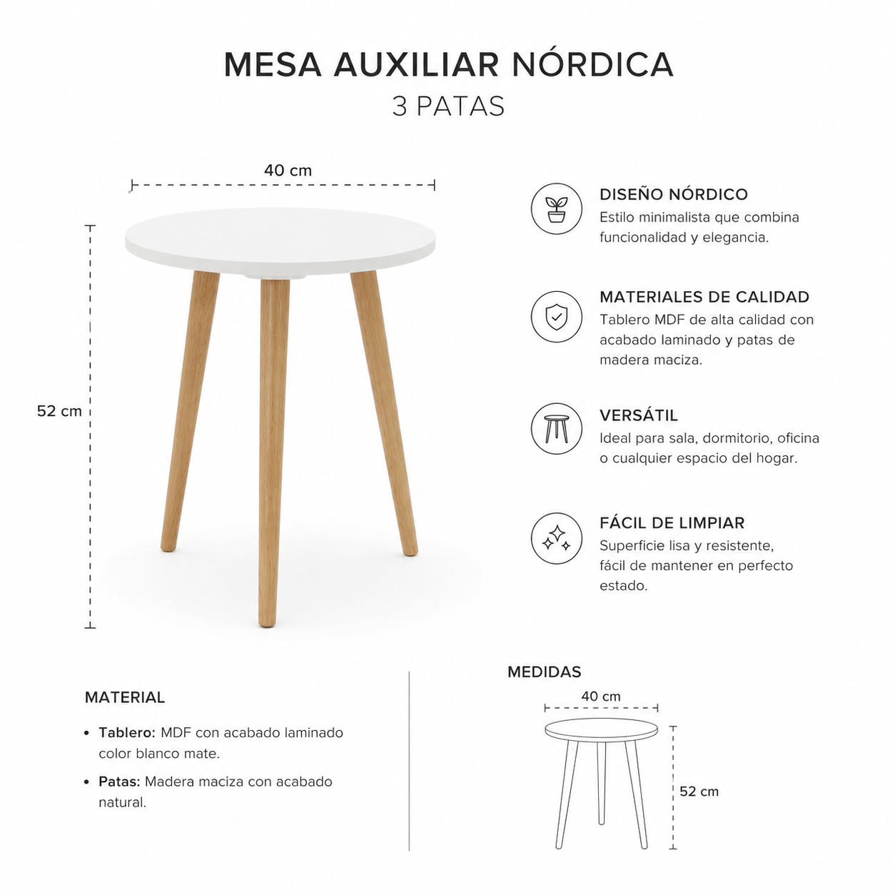 Mesa de Centro Circular Minimalista