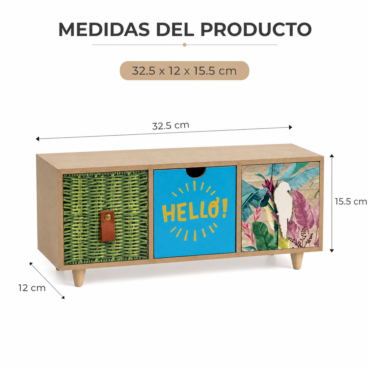 Mini Organizador Decorativo de Madera con 3 Cajones