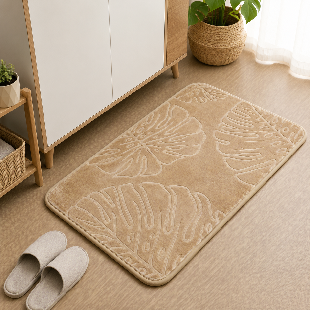 Alfombra Absorbente con Diseño de Hojas