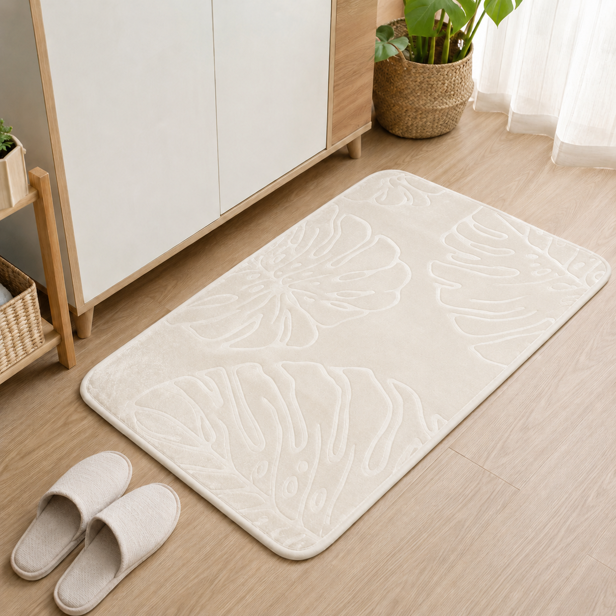 Alfombra Absorbente con Diseño de Hojas