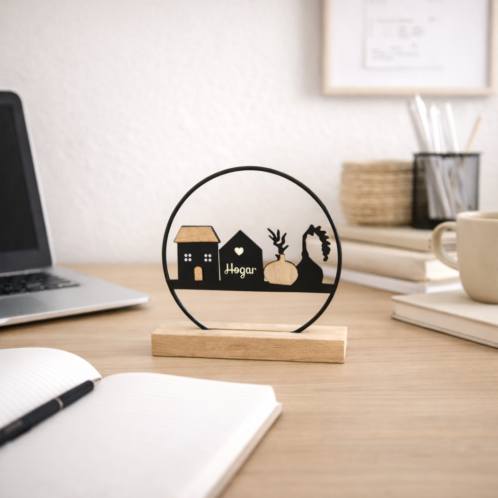 Adorno Decorativo “Hogar” con Base de Madera