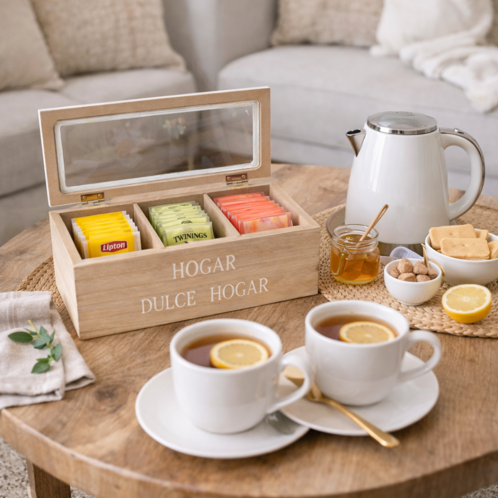 Caja Organizadora de Té "HOGAR DULCE HOGAR” vintage