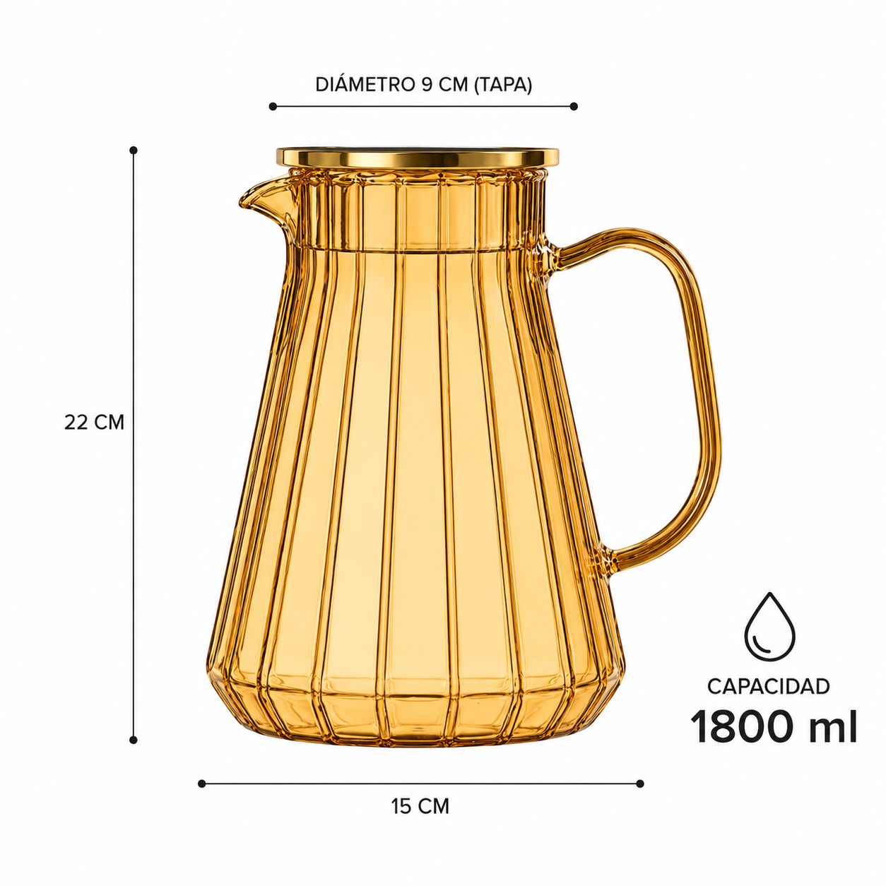 Jarra de Vidrio Acanalada Premium 1800ml