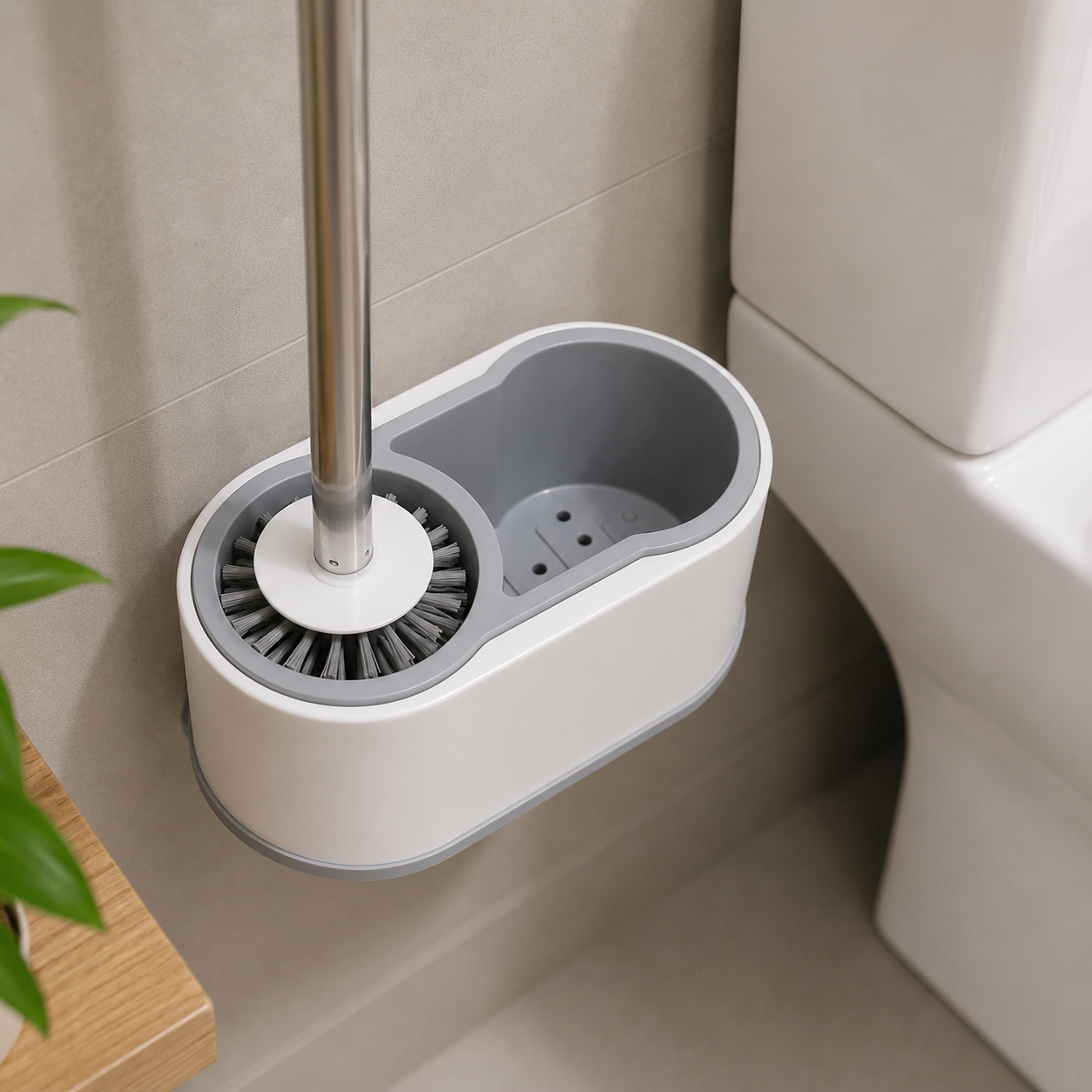 Escobilla de Baño de Silicona con Base Desmontable para Pared