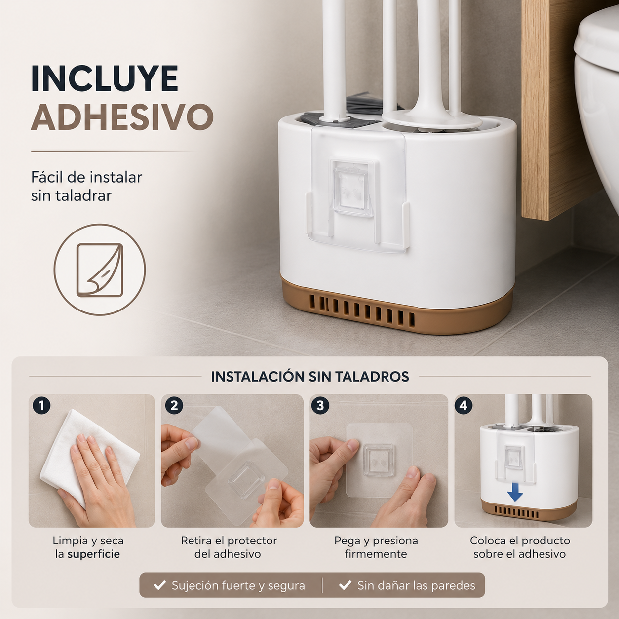 Set de Limpieza para Inodoro 3 en 1 con Base Organizadora