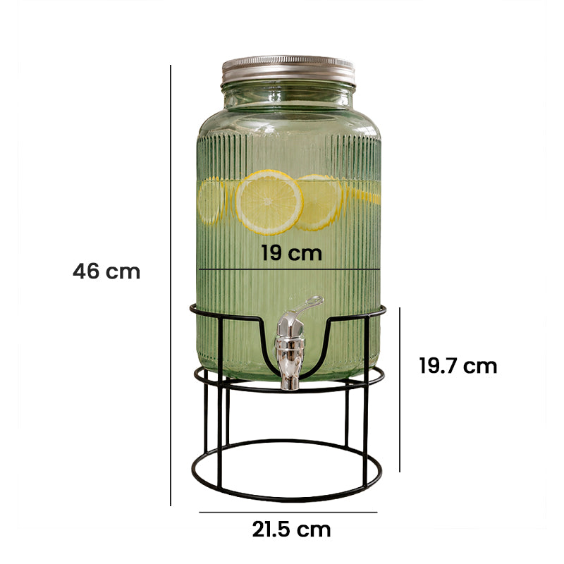 Dispensador de Bebidas de Vidrio con Base Metálica 8L