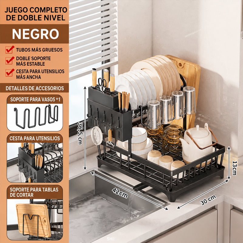 Escurridor de Platos Multifuncional de 2 Niveles NORA