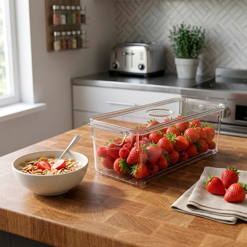 Organizador Acrílico con Tapa para Refrigerador y Cocina