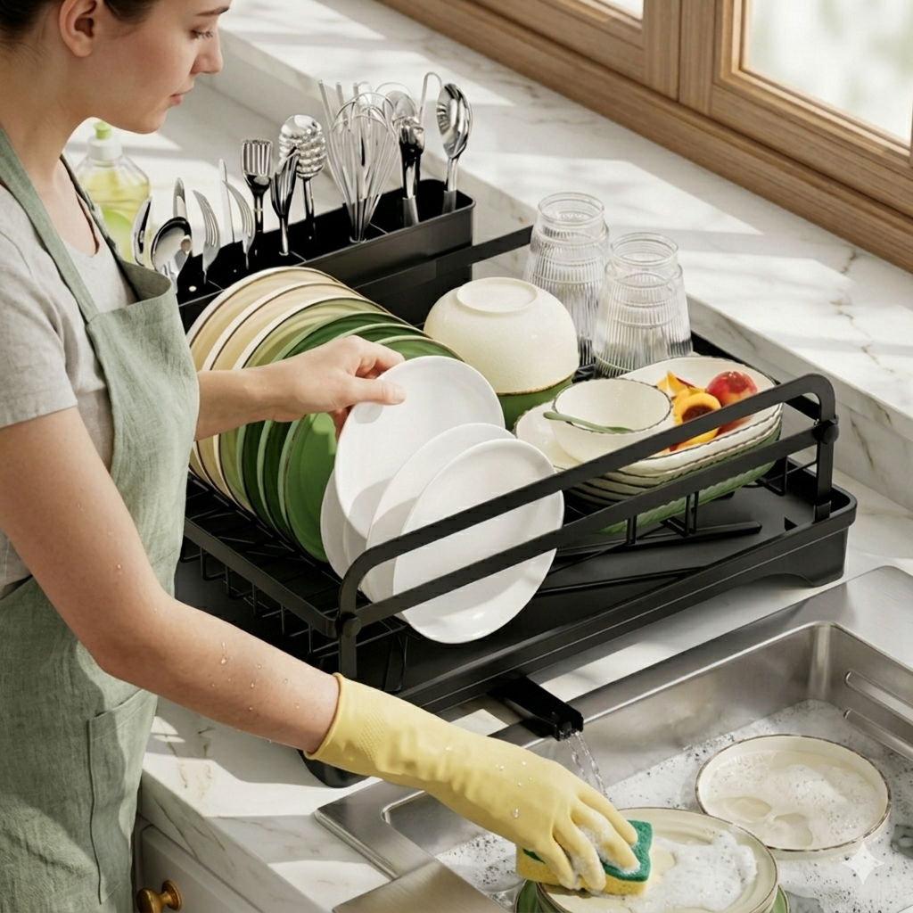 Escurridor de Platos con Soporte de Cubiertos