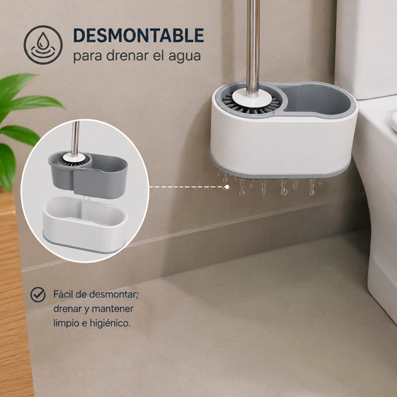 Escobilla de Baño de Silicona con Base Desmontable para Pared