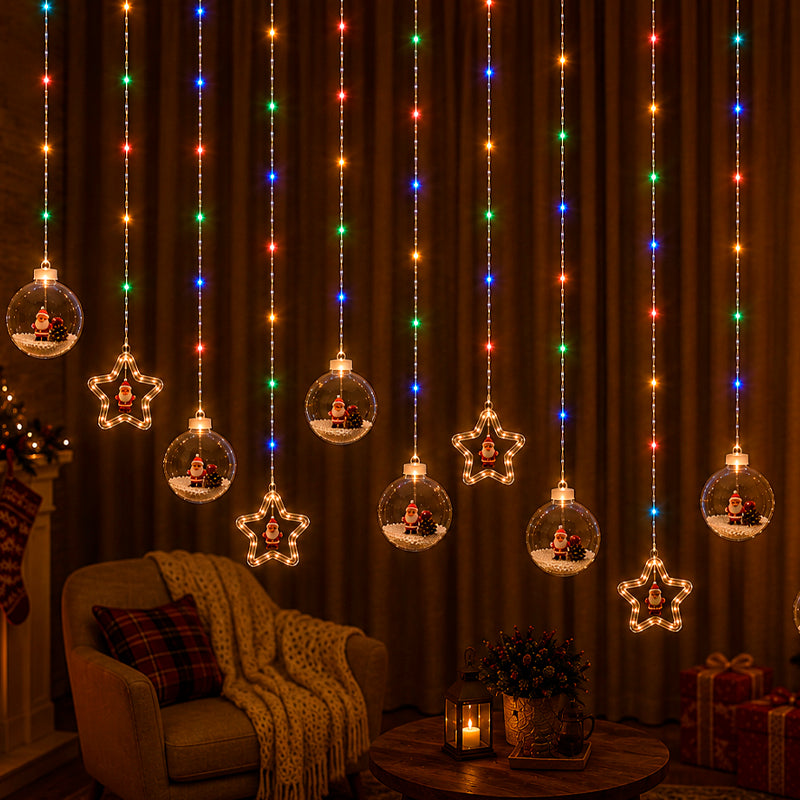 Guirnalda de luces navideñas con figuras de goma