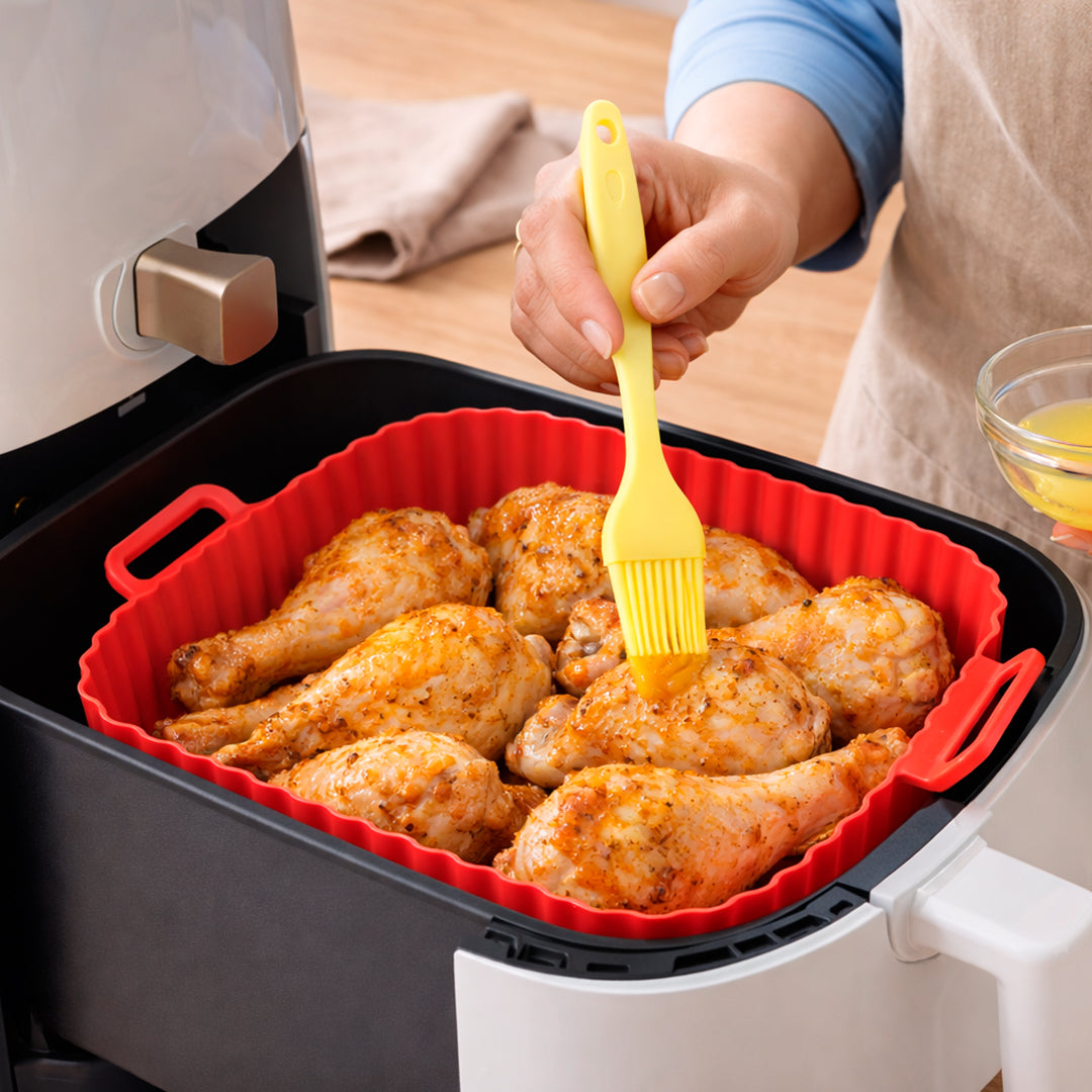 Molde de Silicona Cuadrado para Air Fryer con Asas