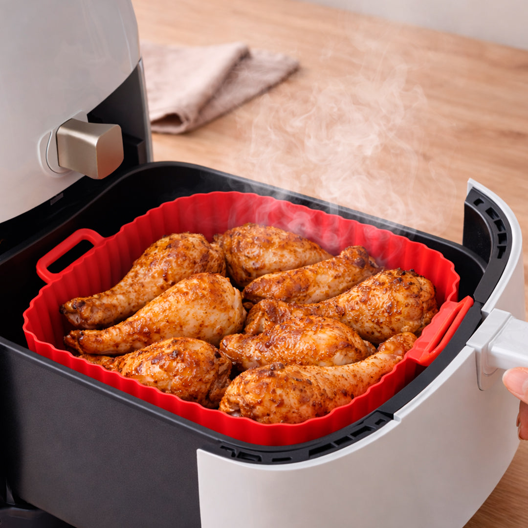 Molde de Silicona Cuadrado para Air Fryer con Asas