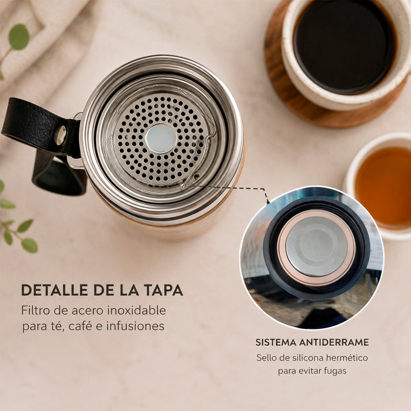 Termo de Acero Inoxidable con 2 Tazas
