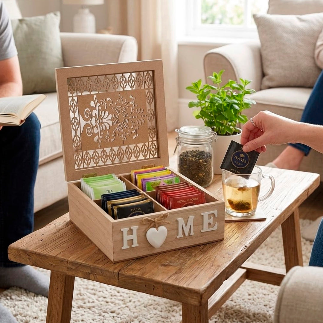 Caja Organizadora de Té de Madera HOME