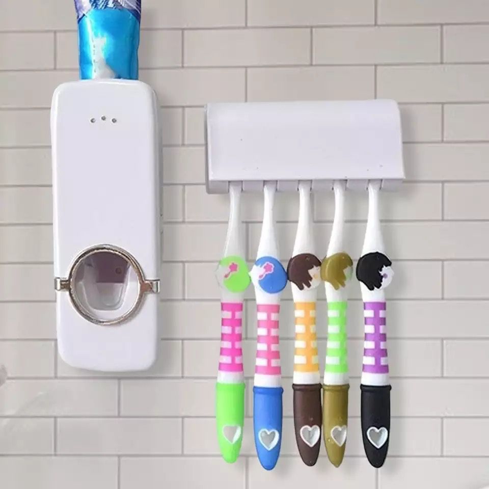 Dispensador de Pasta Dental con Soporte para Cepillos