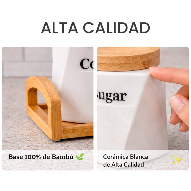 Set de Frascos con Base de Bambú