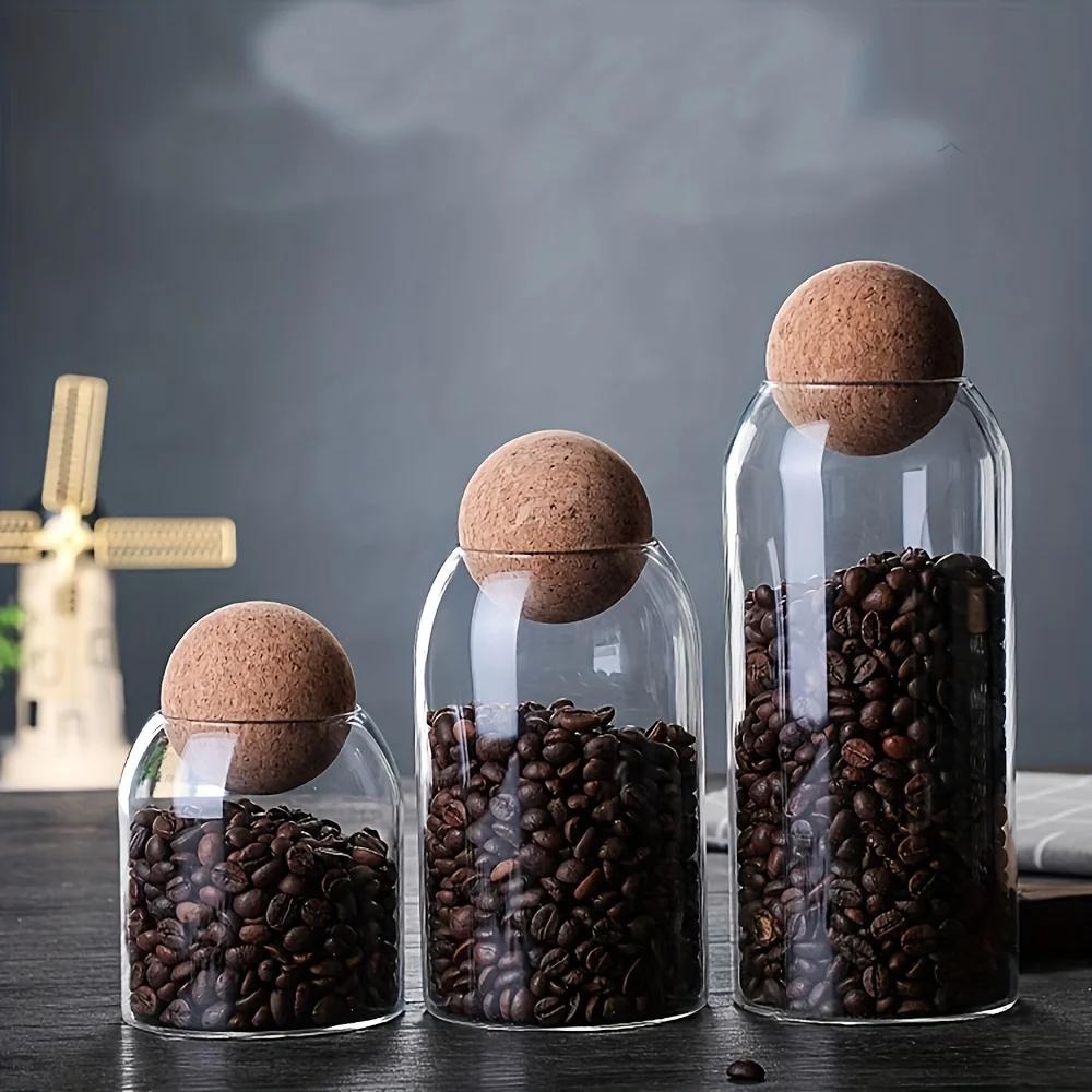 Set de 3 Frascos de Vidrio Herméticos con Tapa de Corcho