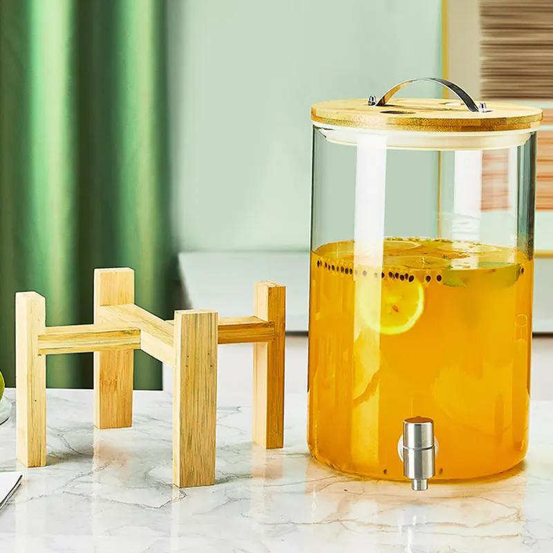 Dispensador de vidrio con base de bambú - 8 litros