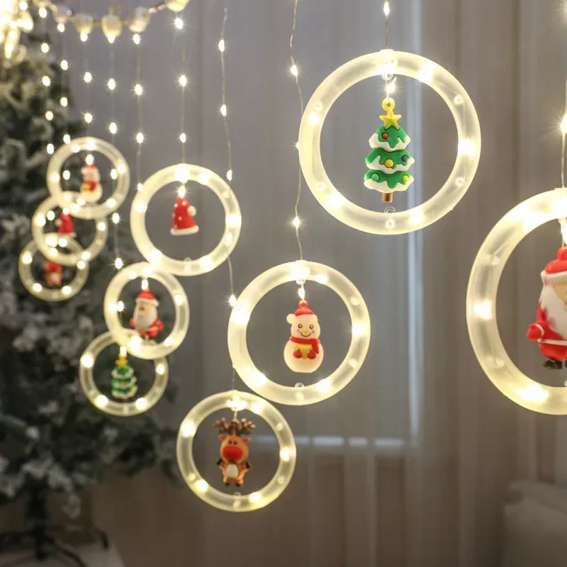 Guirnalda de luces navideñas con figuras 3D