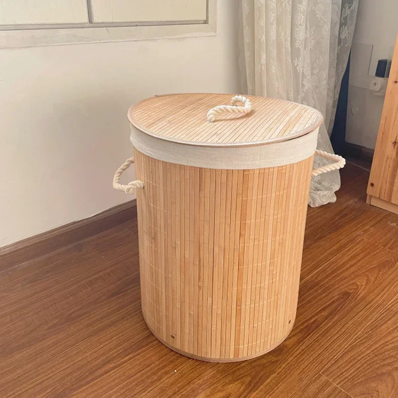 Cesto de ropa de bambú