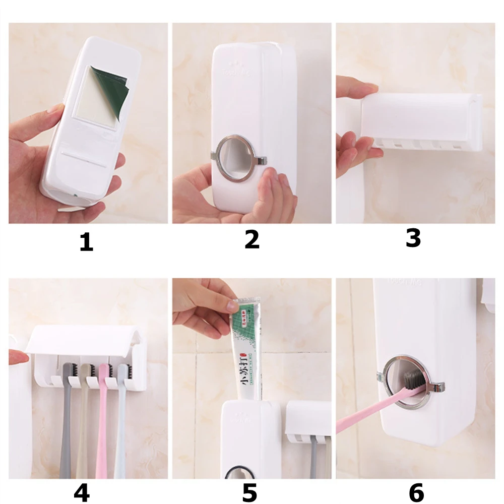 Dispensador de Pasta Dental con Soporte para Cepillos