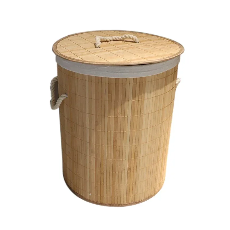 Cesto de ropa de bambú