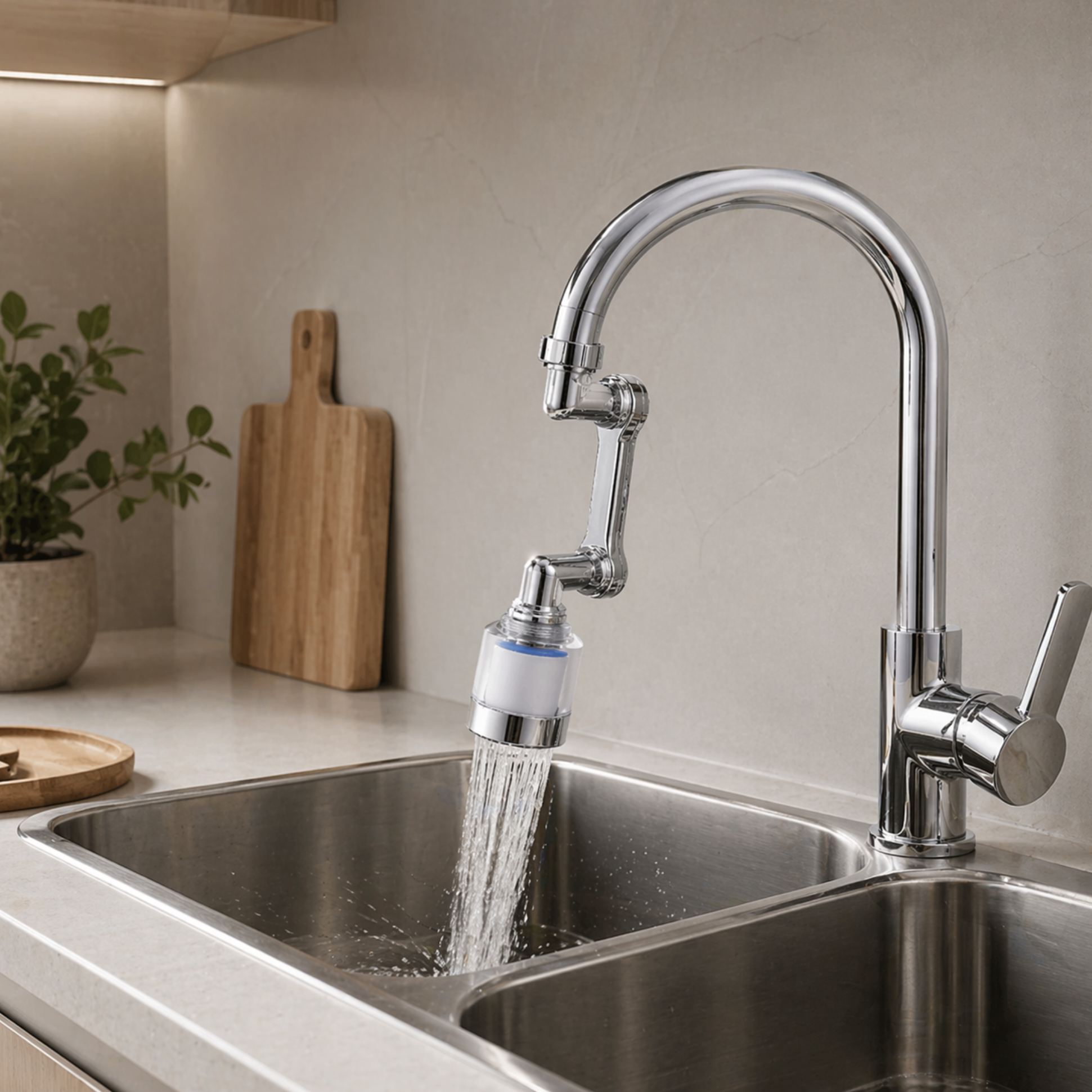 Adaptador Giratorio 1080° para Grifo con Filtro de Agua