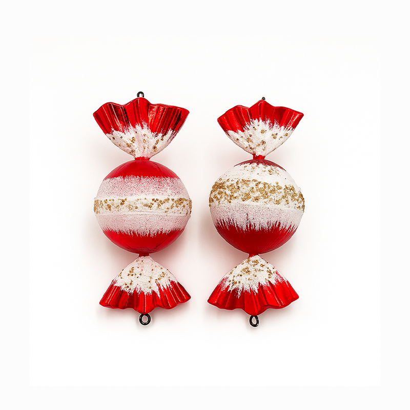 Adorno navideño tipo caramelo set x2