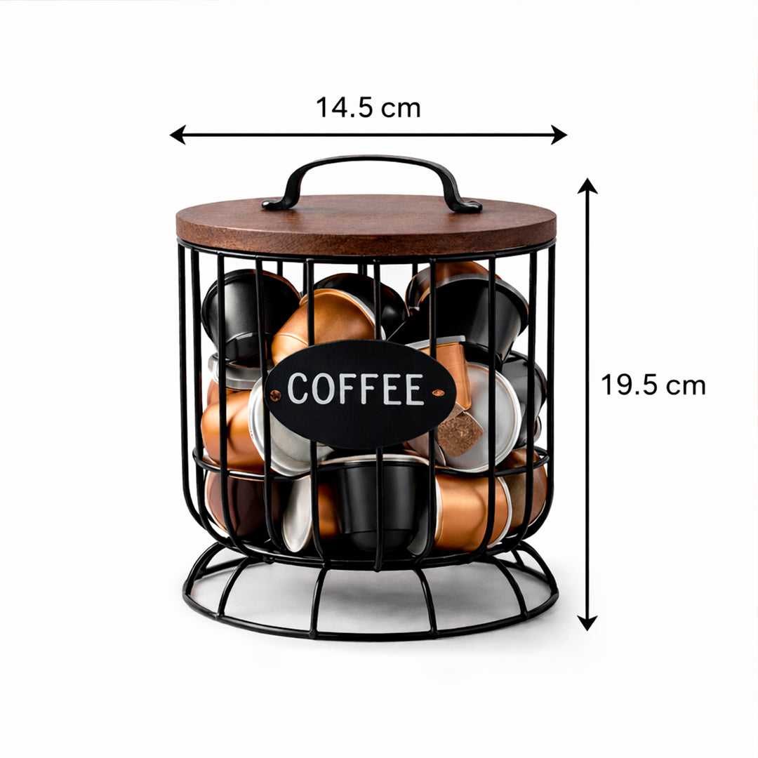 Organizador de Cápsulas de Café con Tapa de Madera
