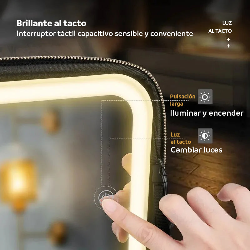 Estuche de maquillaje con espejo LED
