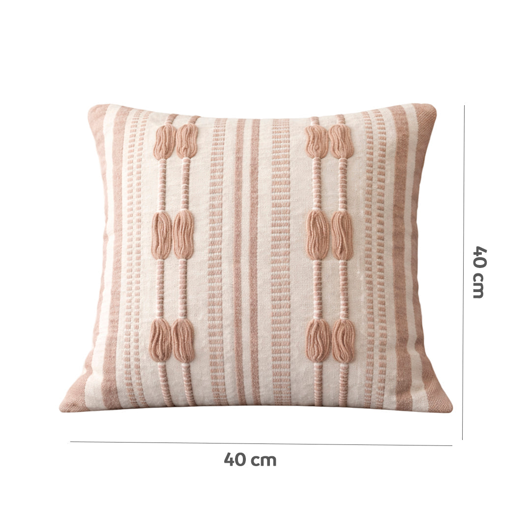 Cojín decorativo texturizado franjas tejidas