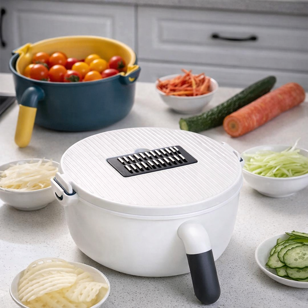 Cortador de Verduras Multifuncional con Recipiente y Escurridor