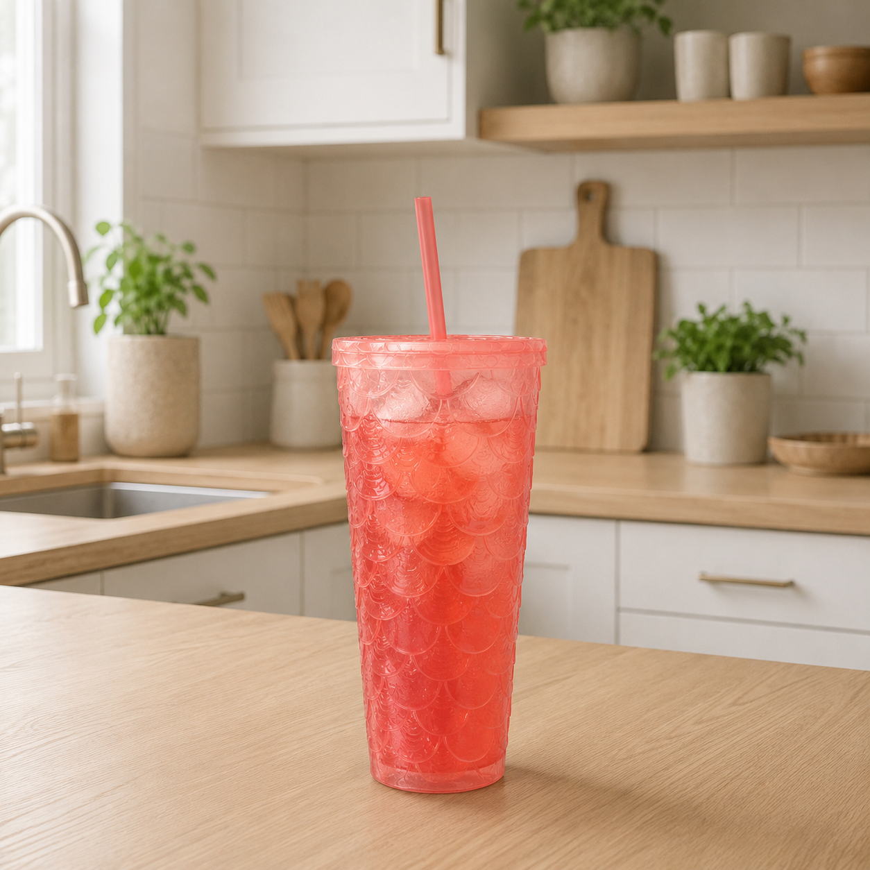 Vaso Tumbler con Tapa y Sorbete